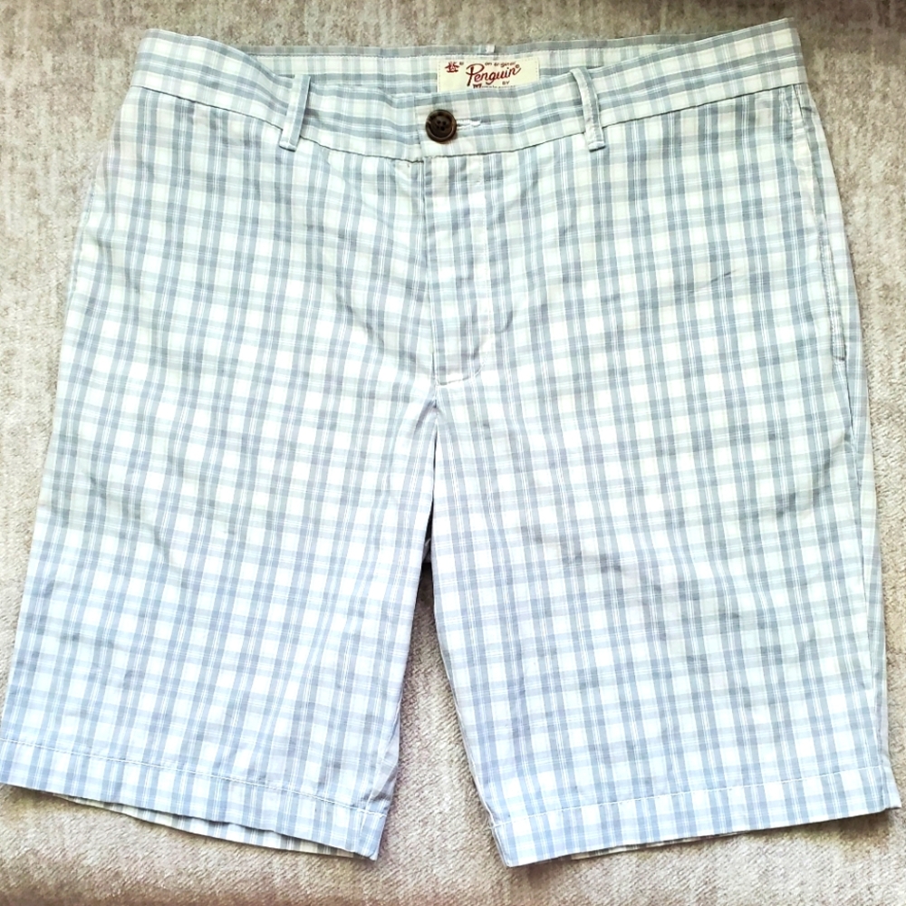 Original Penguin Gray Stripe Flat Front Shorts